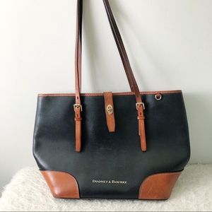Dooney & Bourke Claremont Black Brown Leather Tote Bag Purse